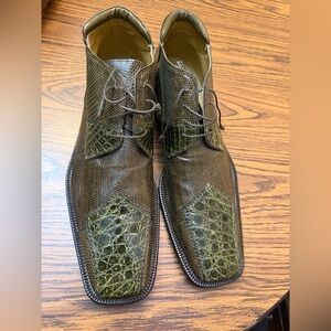 Sophisticated  Green olive Men's 👞 GENUINE CROCODILE LEATHER 🐊  SIZE 14
